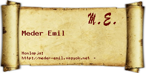 Meder Emil névjegykártya